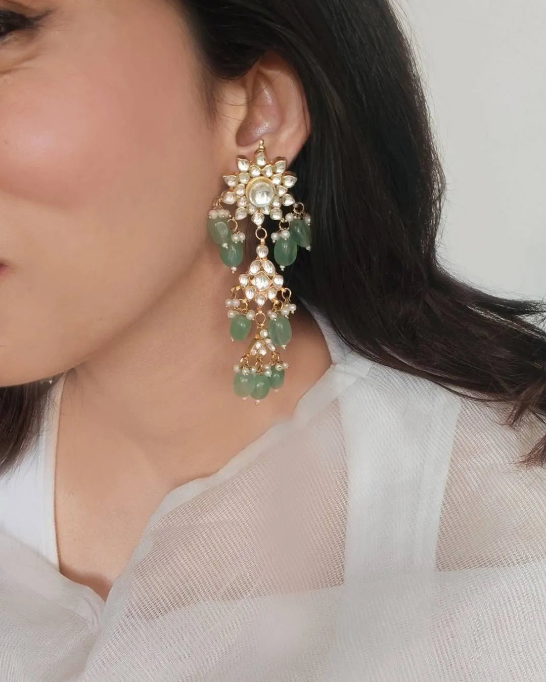 Sage Green Triple Layered Earrings