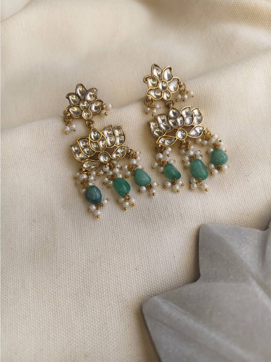 Sage Green Lotus Earrings