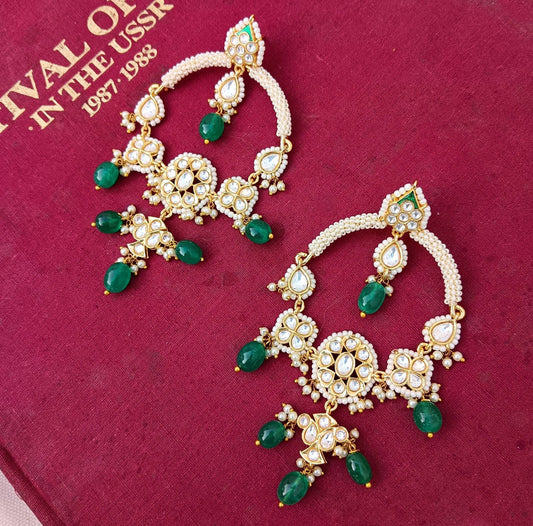 Pearl and Green Drop Earrings