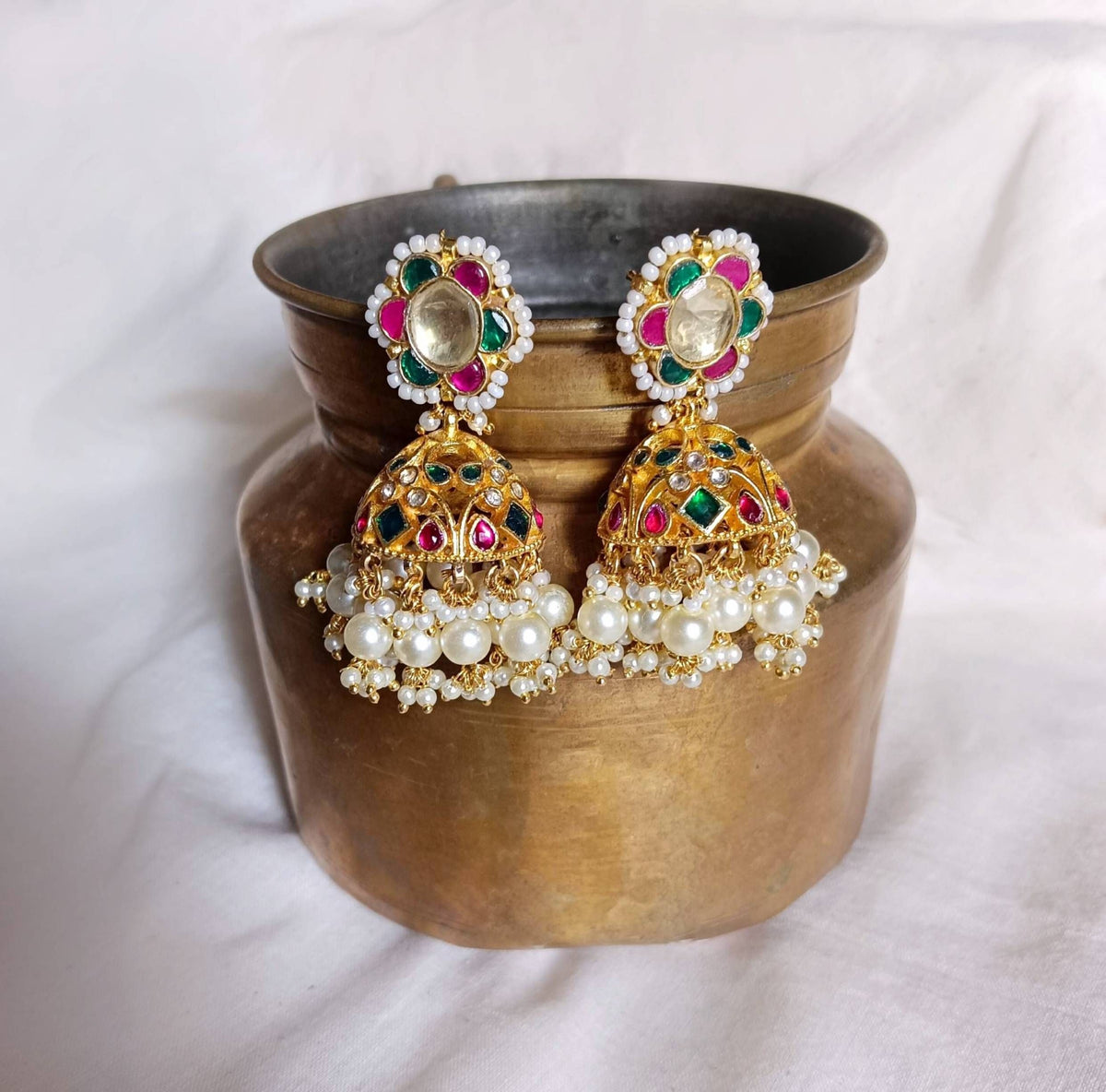 Gold Temple Style Jhumkas
