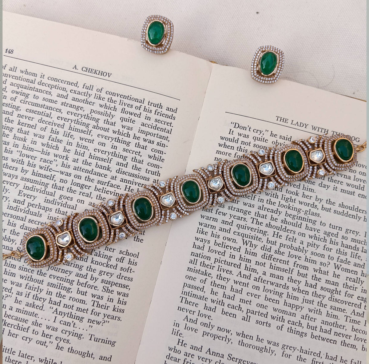 Green Moissanite Choker Necklace