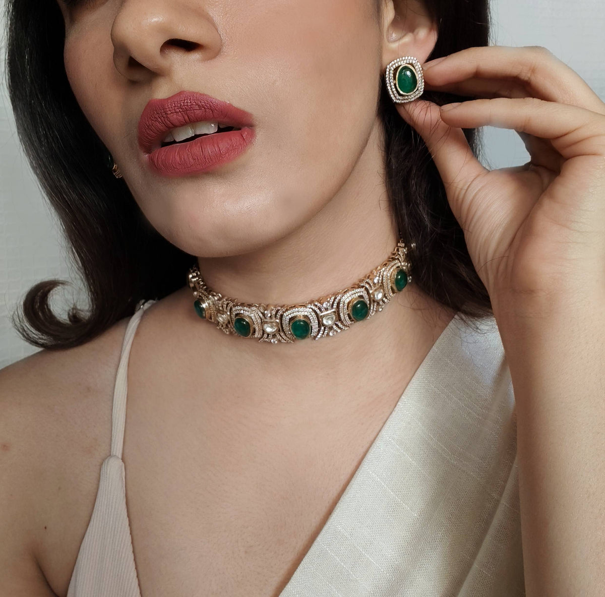 Green Moissanite Choker Necklace