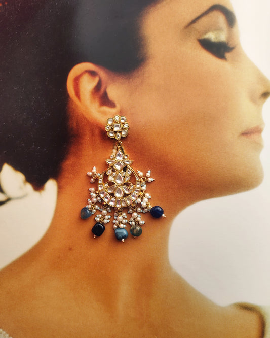 Blue Chandbali Earrings
