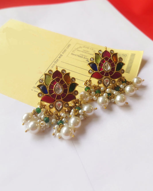 Navratna Pearl Earring