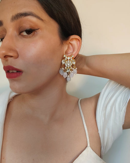 Double Bird Rose Quartz Earrings
