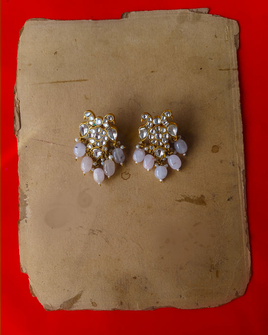 Double Bird Rose Quartz Earrings